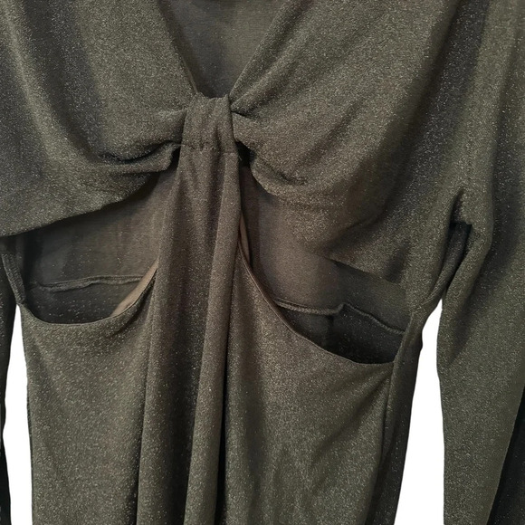 ✨3/$20✨ Wild Fable Black Shimmer Long Sleeve Cut Out Lurex Bodycon NWT Dress XXL - Picture 4 of 13